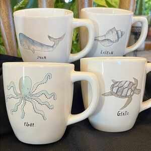 Set of Four Rae Dunn Artisan Collection Nautical Mugs